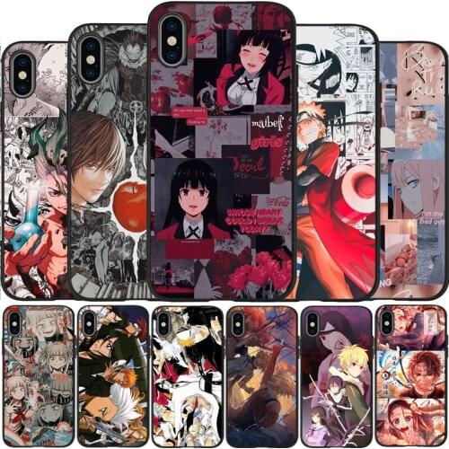 Anime Manga Cartoon Japanese Black Silicone Phone Case For IPhone 12 Mini 11 Pro Max XR XS XSMax X 5 5S SE 2020 6 7 8 Plus TPU