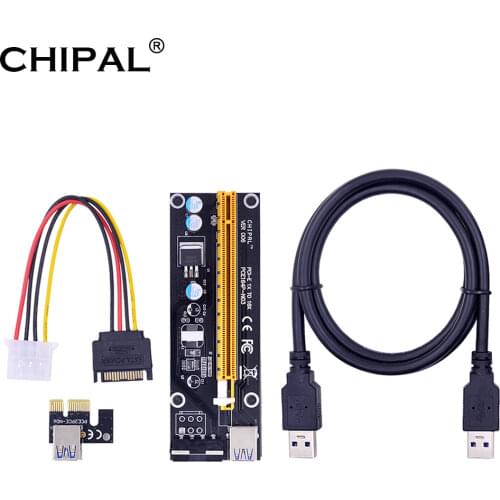 CHIPAL 100PCS 006S PCI-E 1X to 16X Riser Extender 100CM 60CM USB 3.0 Cable SATA to 4Pin Power Cord for GPU Video Graphics Card