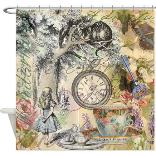 Cheshire Cat Alice In Wonderland Decorative Fabric Shower Curtain