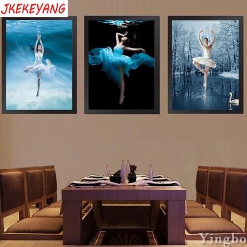 Full Square/Round Drill 5D DIY diamond painting 3pc Ballet girl pictures mosaic Diamond Embroidery Wall Arts J1809