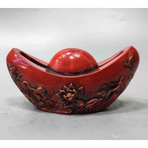 Chinese imitation red coral Ingots shape business cards box crafts statue