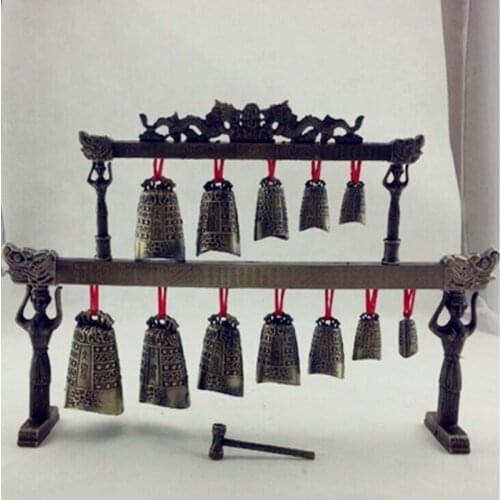 Meditation Gong with 12 Ornate Bell with Dragon Design Chinese Musical Instrument