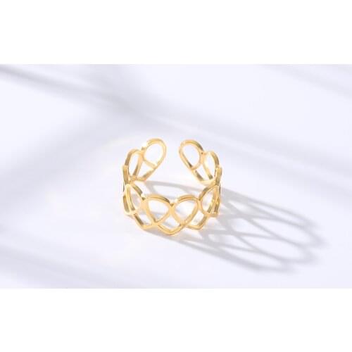 Stainless Steel Fashion Adjustable Heart Ring Rose Gold Color Romantic Engagement Wedding Rings For Women Anillos Love Jewelry