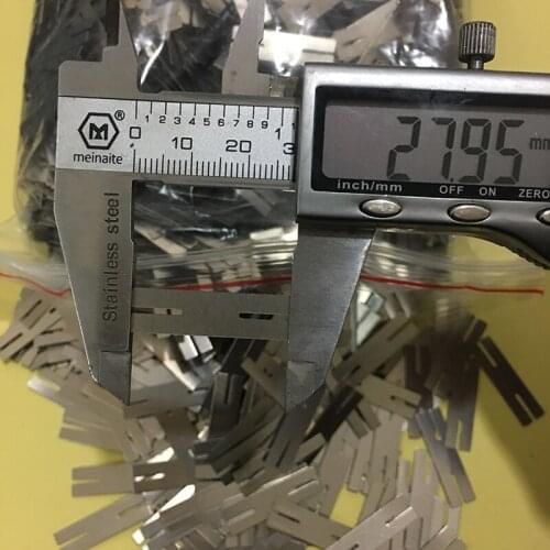 100pcs/lot 0.15x28x8mm H type Nickel Plated Steel Strap Strip Sheets for 2P 18650 battery spot welding machine