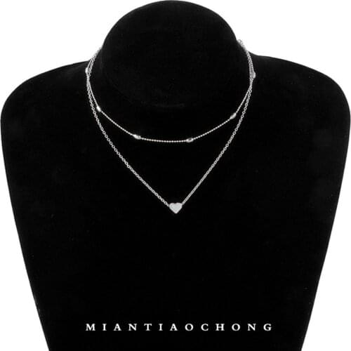 Fashion Women Layer Necklace Adjustable Chain Pendant Necklace Heart Choker Necklace Pendant Choker Necklaces for Women Jewelry