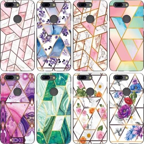 Soft Phone Case for Oneplus 5T 5 T A5010 Funda Glossy Colorful Flower Silicone Phone Back Cover Geometric Marble Shell