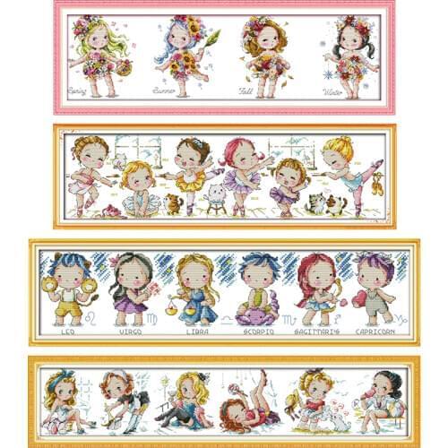 Cartoon character girl series pattern series count cross stitch kit 11CT14CT stamping cross stitch DIY needlework embroidery set