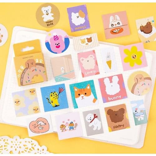 45 PCS Boxed Stickers Cartoon Animal Cute Avocado Decoration Sticker Flakes Journal Stickers DIY Diary Scrapbooking School