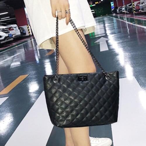 2020 New PU Chain Handbag Plaid Pattern Hasp Women Satchels Bag Fashion Ladies Female Shoulder Totes