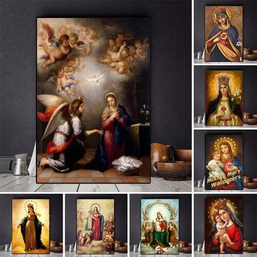 Black Madonna Print Virgin Mary And Children Poster Catholic Wall Art Prints Decoration Canvas Painting For Living Room Unframed