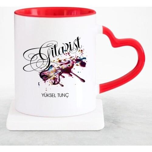 Personalized Professional Guitarist Red Heart Mug Cup-2