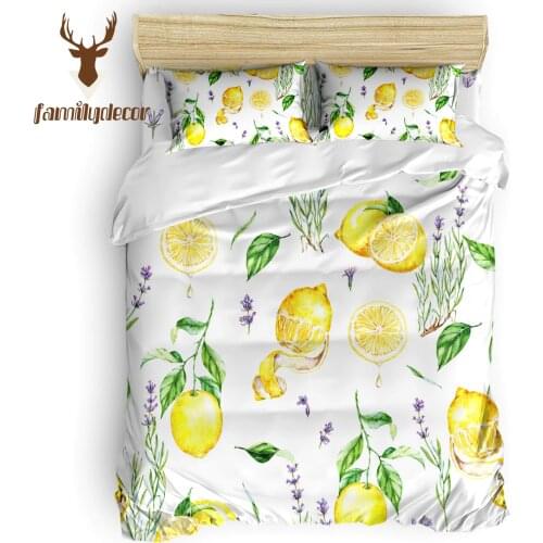Family Decor Fruit Yellow Watercolor Lemon Bedding Sets Duvet Set Covers 4 Piece Bedding Sets Quilt Cover Bedding St. Patricks