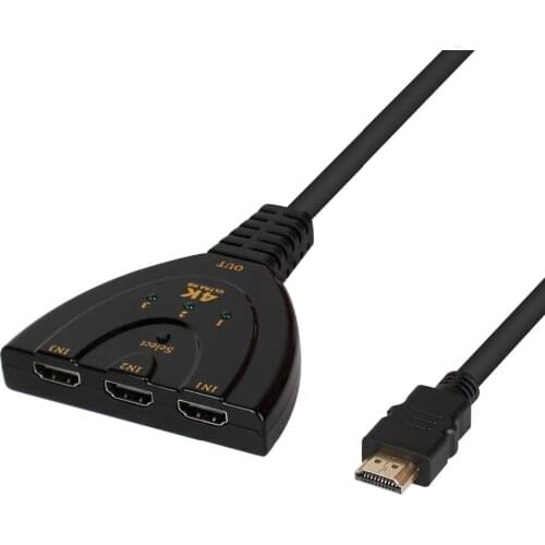 PULIERDE HDMI Switch 4K*2K 3 Ports Mini Switcher Cable 1.4b 1080P for DVD HDTV Xbox PS3 PS4 3 in 1 out Port Hub HDMI Splitter