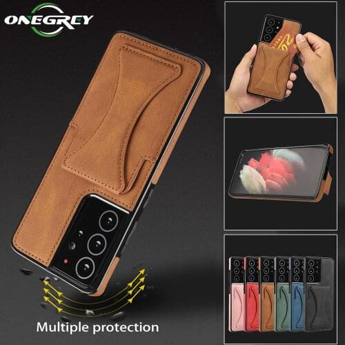Luxury Leather Case For Samsung Galaxy S21 S20 FE Lite S10 Plus Ultra Shockproof For S10E Card Holder Stand Mujer Phone Cover