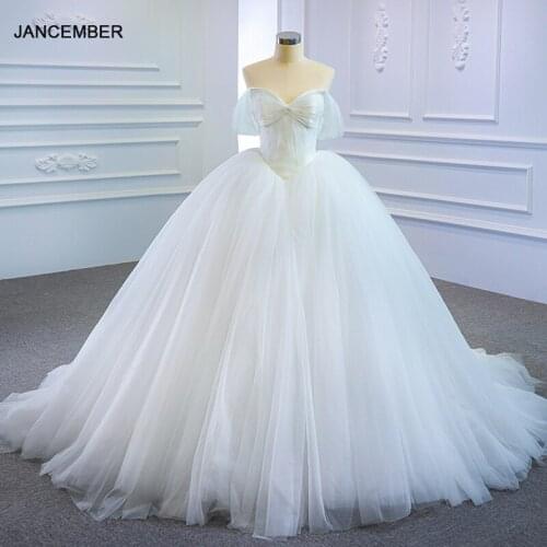 RSM66620 White Elegant Heart-Shaped Collar Wedding Bridal Gown 2021 Frill Transparent Backless Design Formal Skirt
