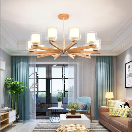Nordic wood chandelier lighting For Living Room lights wood furniture Hanging Lamp For bedroom Restaurant lamp