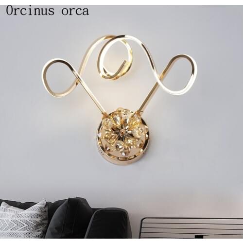 Modern minimalist LED crystal wall lamp living room corridor bedroom bedside lamp creative personality double head wall lamp