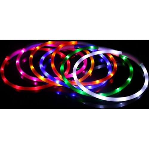 Luminous Dog Training Collar Adjustable Size USB Rechargeable LED Flashing Light Band Belt Safety Pet Dog Collar S/M/L SN1681