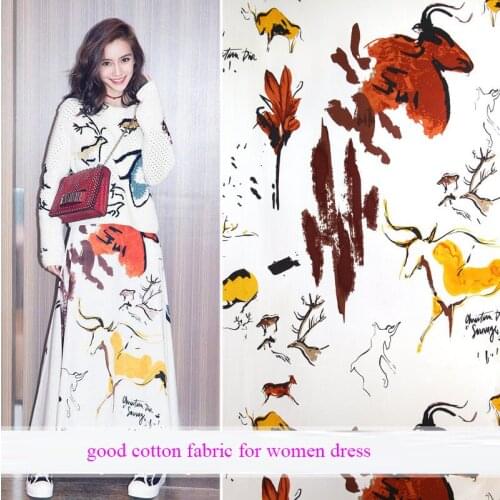 Beautiful Wide 140cm Cotton Fabric New Fresh Hand-Painted Graffiti Printed Fabric Patchwork Sewing Home Cloth Diy Girl Dress