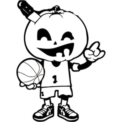 Happy Halloween Pumpkin Basketball Player Applique Car Decoration Personality Pvc Waterproof Applique Black/white, 20cm*14cm