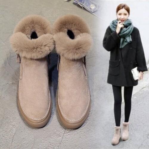 Flat Zipper Woman Winter Boots 2019 Fashion Snow Ankle Boots For Women Shoes Short Plush Sewing Booties Solid Shoe
