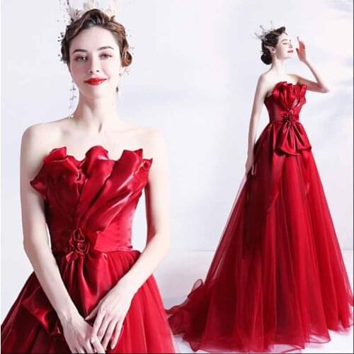 Customized Red Off Shoulder Luxury Party Dress Wedding Bridal Ball Gown Red Carpet Evening Formal Dress For Women Plus Size 6XL