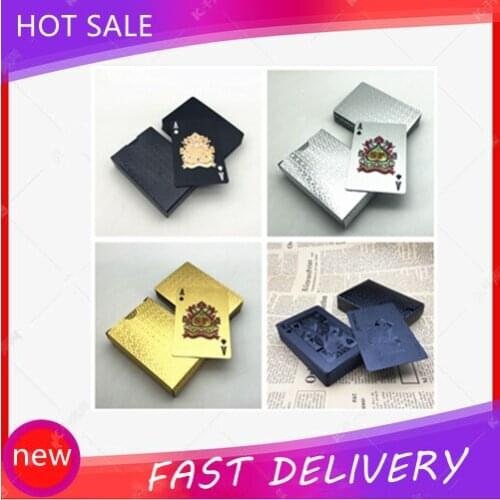 1 Deck Black Plastic Poker Cards Glod Silver Playing Cards Home Board Game Family Home Gift