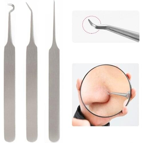 1PCS Professional Tweezers 3 Designs For Nail Art/Face Care/Eyelash Extension Blackhead Acne Blemish Pimple Remove Tools TSLM1