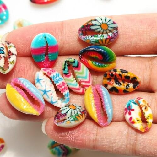 20pcs/lot Multicolor 10-20mm Natural Shell Painted Loose Spacer Beads For Jewelry Making Diy Necklace Bracelet Accessories