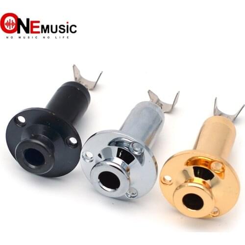 10pcs 20pcs Brass Acoustic Electric Guitar End Pin EQ Output Input Jack Guitar Plug Socket 6.35 Guitar Parts Black Silver Gold