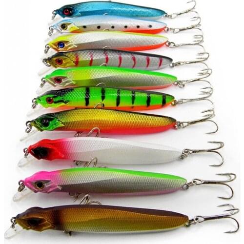 10 PCS Bionic Fishing Lure Wobbler Baits with Hook & Built-in Bell Hard Fishing Supplies for Bass Trout Salmon 10 cm