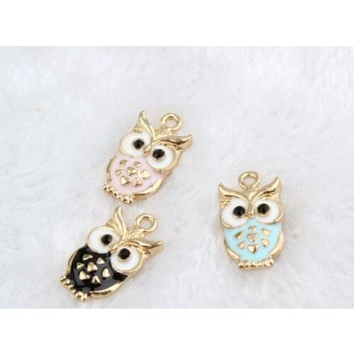 New 10pcs DIY alloy rhinestone owl enamel charms pendants for necklace bracelet clothing handmade jewelry Accessories making