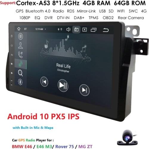 1024*600 9''Android 10 4/8Core DSP 2+32/4+64 1Din Car GPS Navi for BMW E46 M3 3series Radio Autoaudio DVR RDS SWC BT DAB DTV CAM