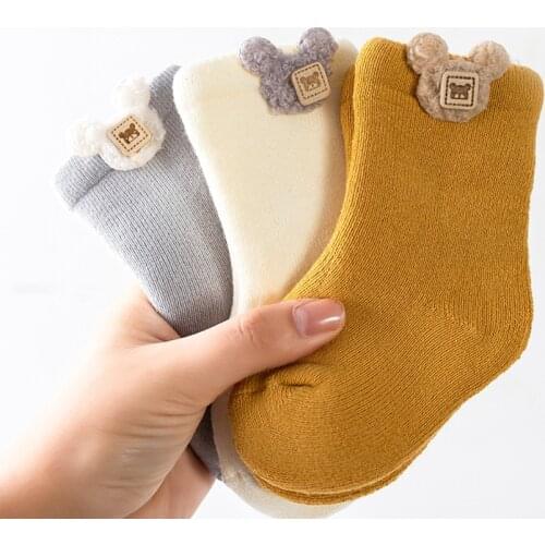 2021 Baby Socks Autumn and Winter Terry Thickening Cartoon Men and Women Baby Socks Towel in Tube Newborn Childrens Socks