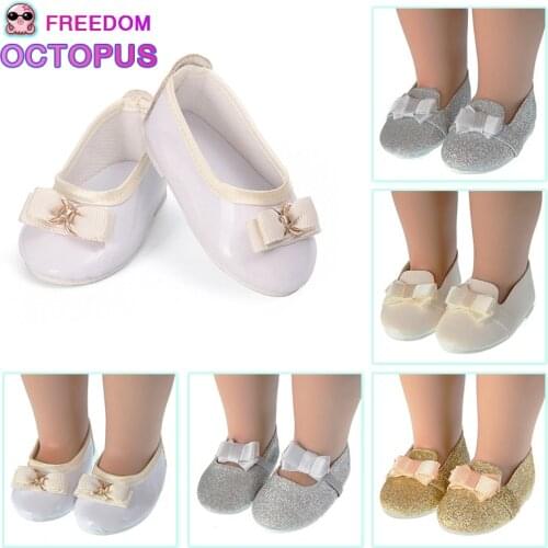 43cm New Born Doll PU Leather Bow-knot Doll Shoes Mini Trendy And Cute Shoes For 18inch American And 1/3 BJD Our generation Doll