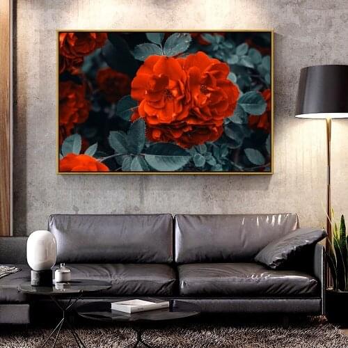 Artcozy Oil Canvas Painting roses_bush_flowers For Home Decoration Wall Art