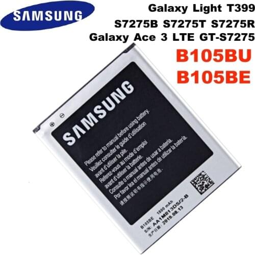 B105BE Samsung Original Battery For Galaxy Ace 3 LTE GT-S7275 S7275B S7275T S7275R S7278 S7278U SGH-T399 B105BU 1800mAh