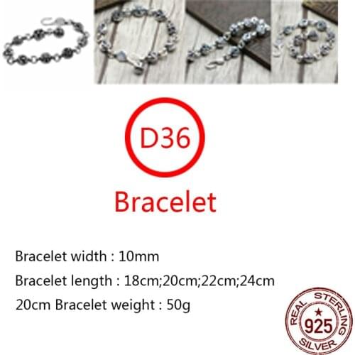 D36 S925 sterling silver bracelet personality retro simple wild shape cross anchor accessories punk hip-hop style new hot