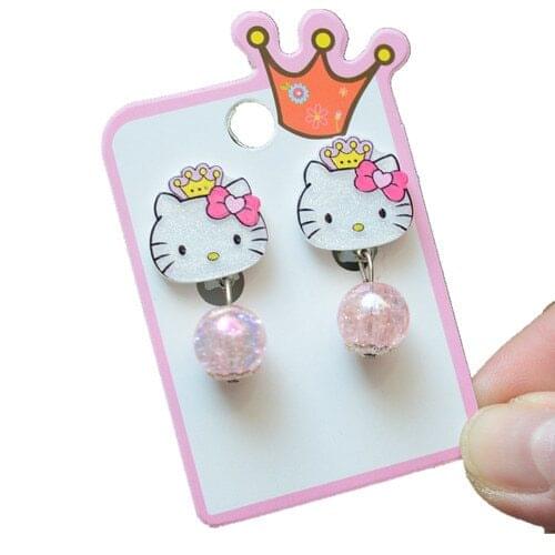 Sanrio hello kitty childrens ear clip earrings no pierced cartoon princess series earring stud baby girl accessories