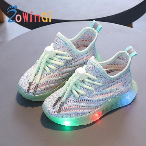Size 21-30 Lighting Shoes for Kids Luminous Girls Cute Shoes Air Mesh Breathable Sneakers buty swiecace Sneakers Luminous Kids