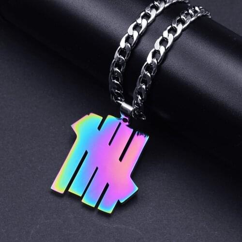 FIREBROS 2021 New Street Hip-Hop Rock Jewerly Men Women Stainless Steel Flame Quenched Undefeated Five Bars Pendant Necklaces