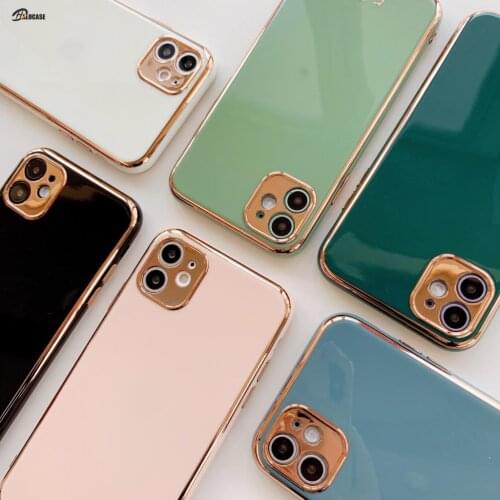 Electroplated Letters Phone Case For iPhone 12 11 Pro Max XR XS Max 7 8 6 6S Plus X Candy Color Rose Gold Soft TPU Back Cover