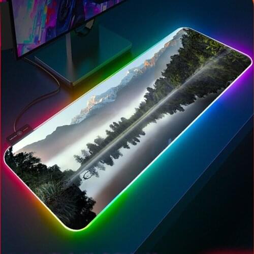 Lake Forest Landscape RGB Gaming Mouse Pad Laptop Mouse Pad Gaming XXL Mouse Pad LED Color Backlit Mouse Pad Keyboard Desk Mat