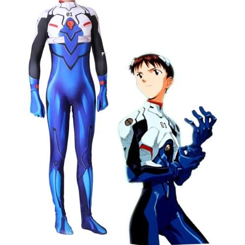 Anime EVA Plugsuit Cosplay Costume Ikari Shinji Zentai Bodysuit Suit Jumpsuits