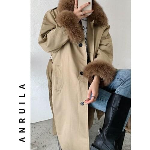 Ladies fur collar long cotton jacket 2020 new winter Korean loose fashion plus velvet thick warm solid color jacket