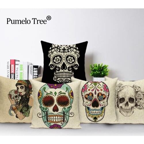 Skull Decorative cushion Pillow Case Cover Square Linen Cotton couch Pillowcase Living room Bedroom sets cushions pillows