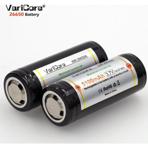 3PCS VariCore Protection 26650 5100mAh 3.7V Li-lon Rechargeable Battery with PCB 4A 3.6V Power batteries for Flashlight
