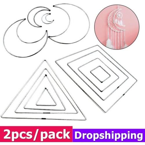 2pcs/set Metal Dream Catcher Moon Triangle Square Hoop for DIY Handmade Dreamcatcher Macrame Material Accessories Crafts
