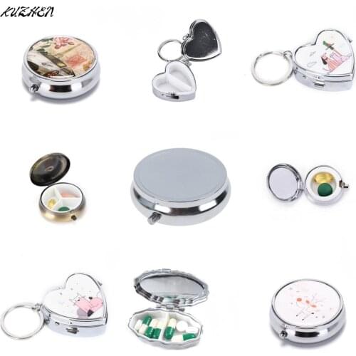 Metal Pill Box Tablet Holder Metal Round Medicine Case Small Case Tablet Pill Boxes Container