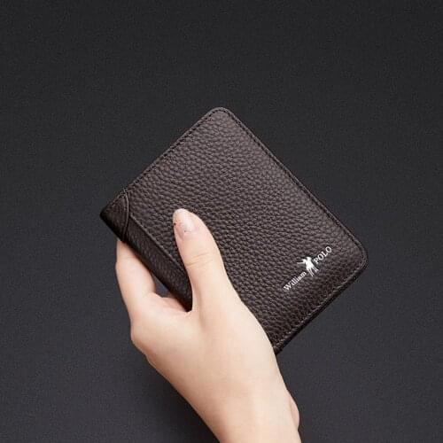 Mini mens leather boutique card bag fashion short card holder multi function drivers license card cover pocket